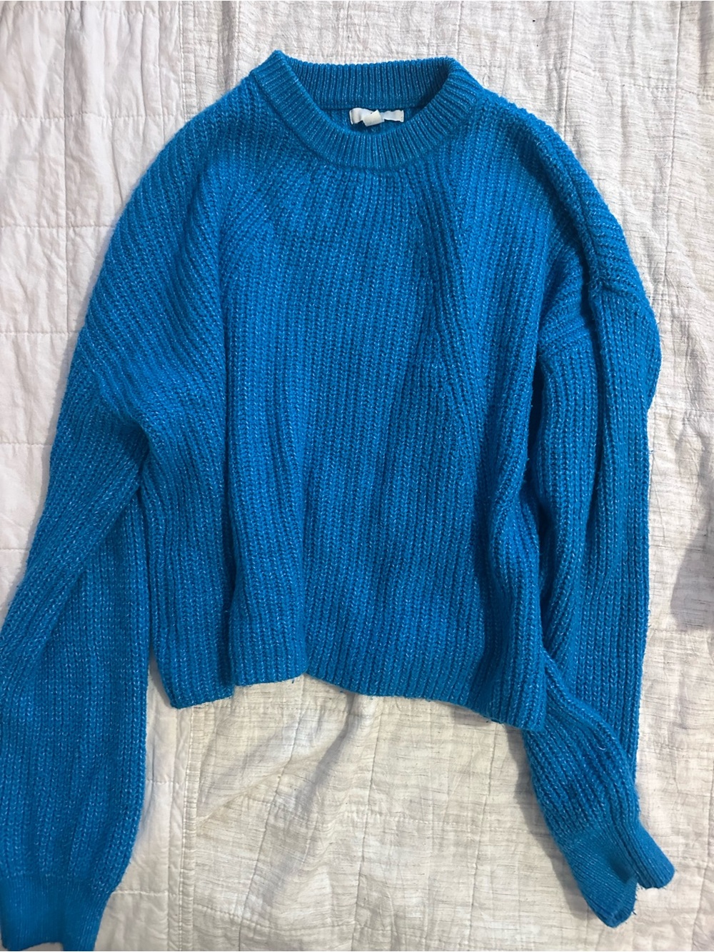 bp Bright Blue Ribbed Crewneck Sweater